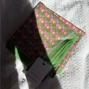 LORNA MURRAY X KATHY HILTON NWT Green & Pink Patterned Silk Scarf